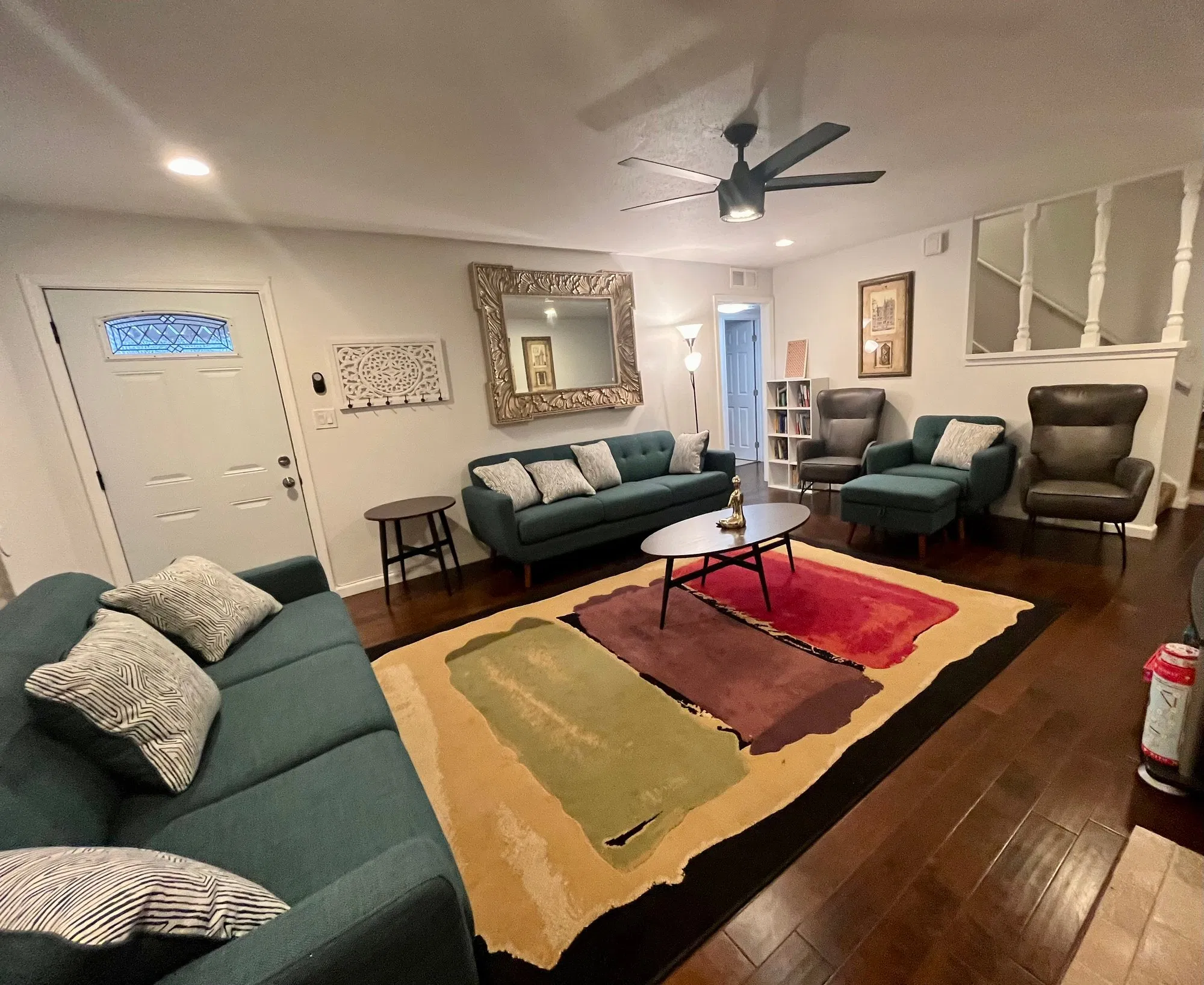 A spacious community living area designed for group meetings and social connection.